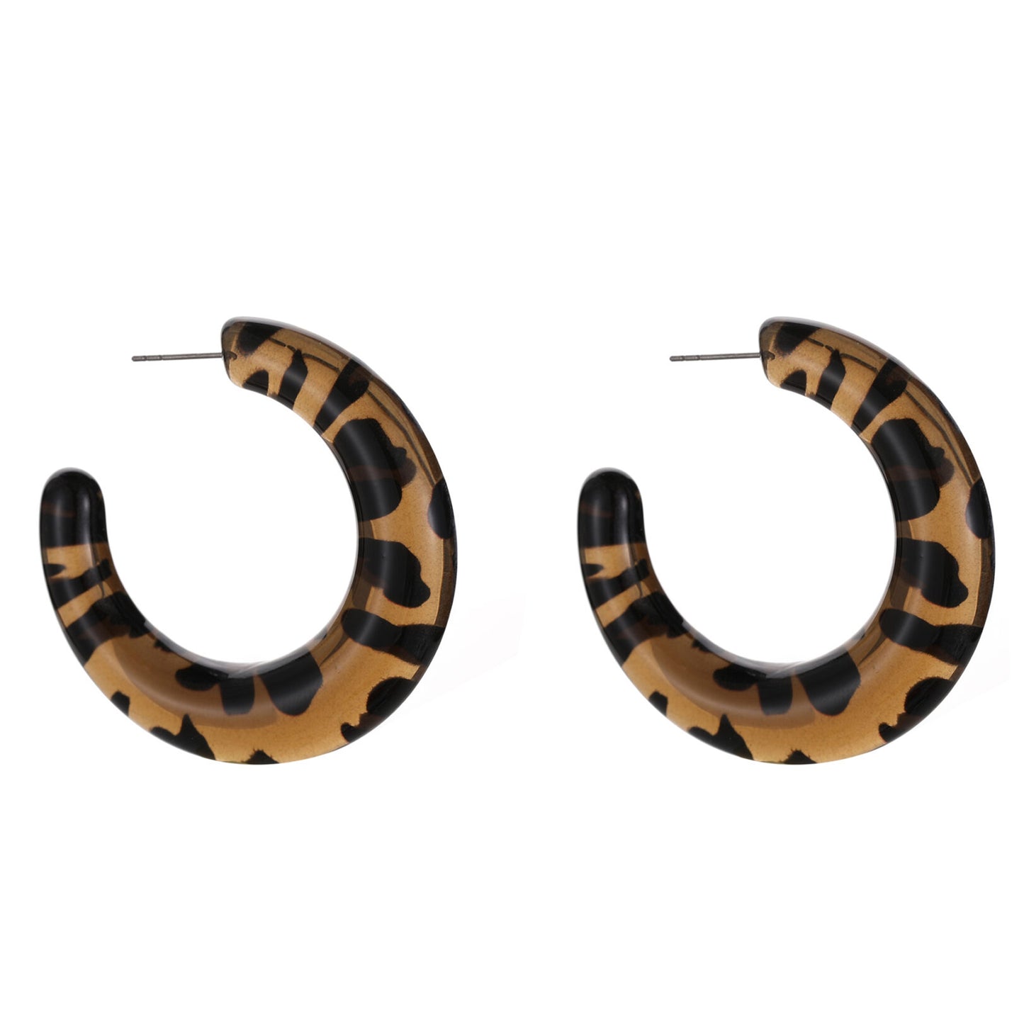 CANDY SWEET OORBELLEN ROUND RESIN LEOPARD