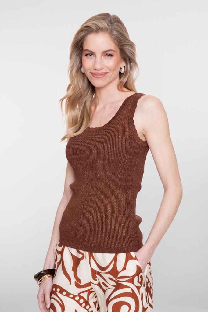 GEISHA TOP LUREX DARK BROWN