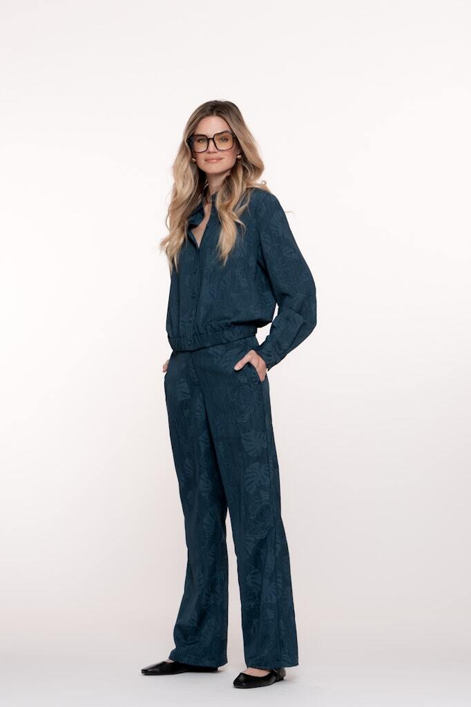 GEISHA BROEK DENIM FLOWERS BLUE