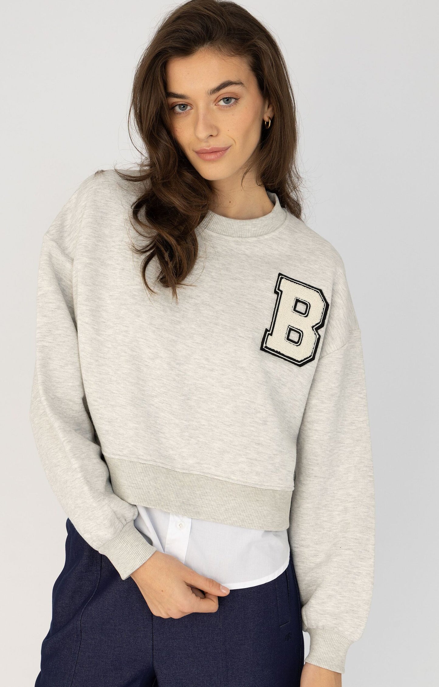 ANNA BLUE SWEATER CHESA MID GREY MELANGE