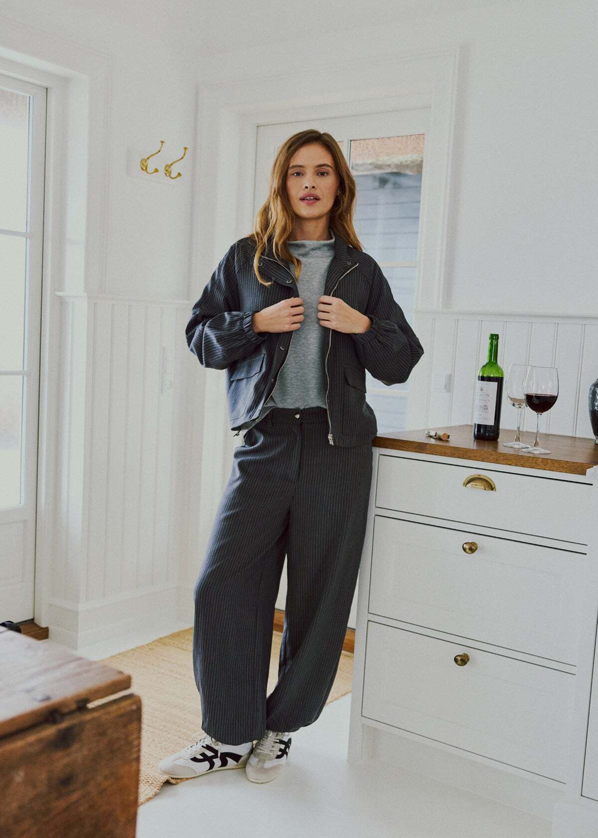FREEQUENT BROEK MALI DARK GREY MELANGE/STAR OFF-WHITE