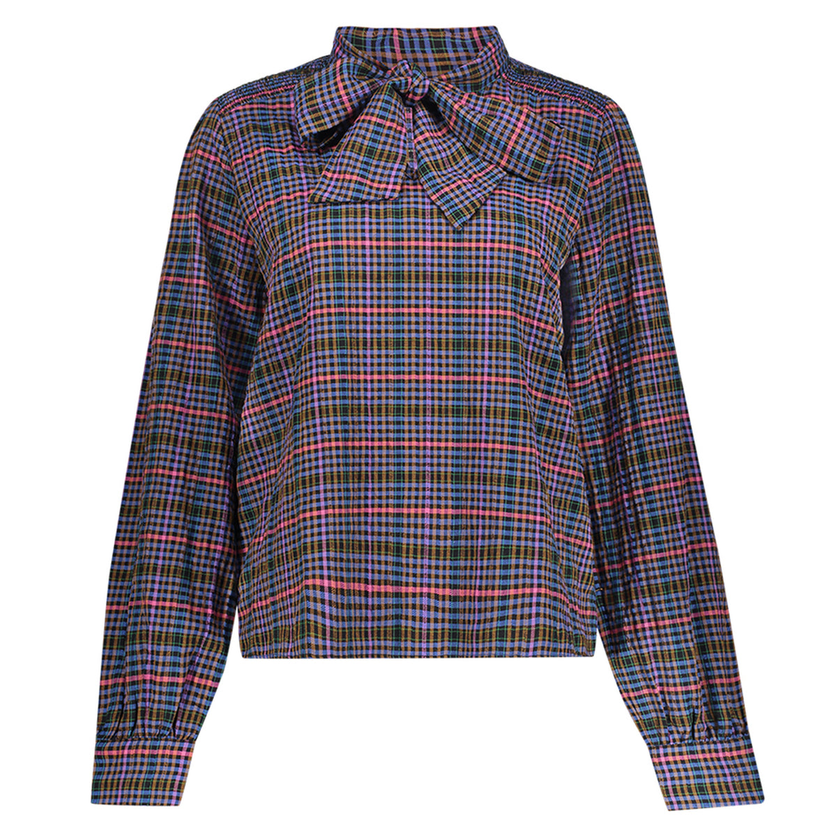 GEISHA BLOUSE STRIKHALS NAVY/CORAL