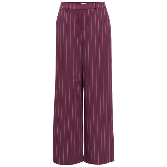 OBJECT BROEK LISA WIDE MAUVE WINE/PINK LADY PINSTRIPE