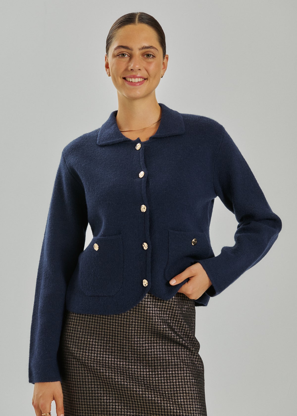 FREEQUENT VEST ZANA NAVY BLAZER