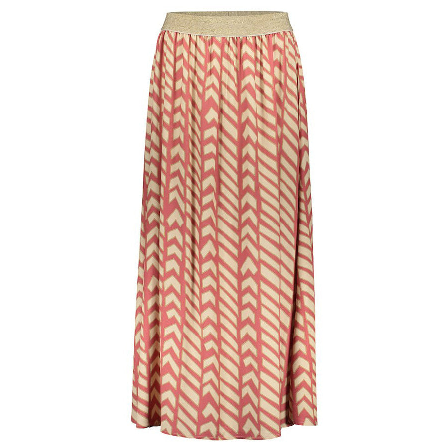 GEISHA ROK MET PRINT CORAL RED/SAND