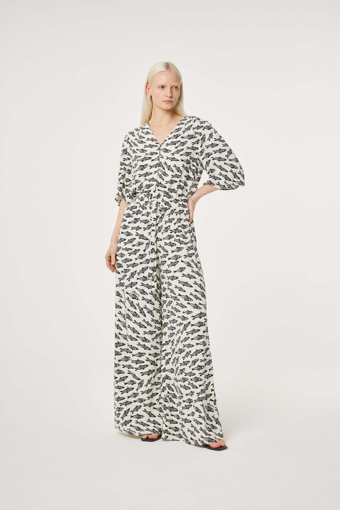 FABIENNE CHAPOT BROEK PALAPA OFF-WHITE/BLACK