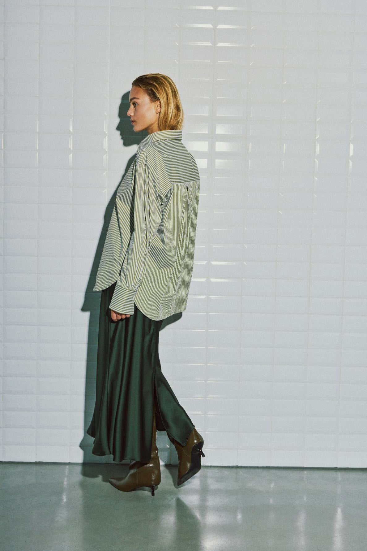 WITHBLACK BLOUSE FENJA AVOCADO/WHITE STRIPE