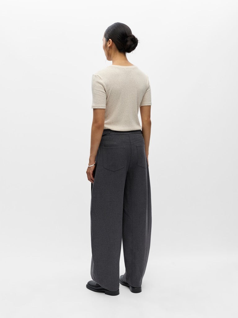OBJECT BROEK BARREL KAVIN DARK GREY MELANGE