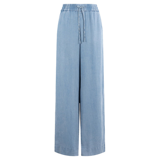 ANNA BLUE BROEK BEACH LIGHT DENIM SOLID