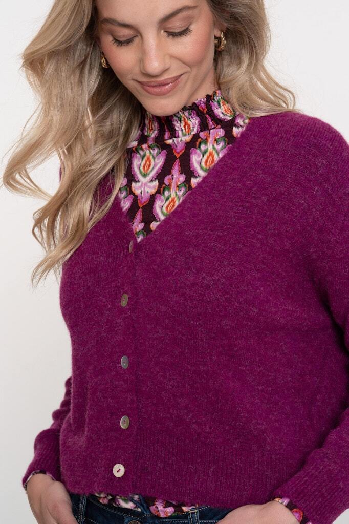 GEISHA VEST VAN V-HALS FUCHSIA