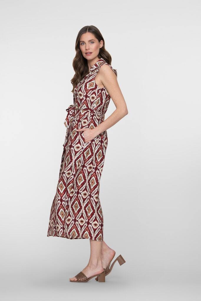 GEISHA JURK PRINT STONE/OFF-WHITE