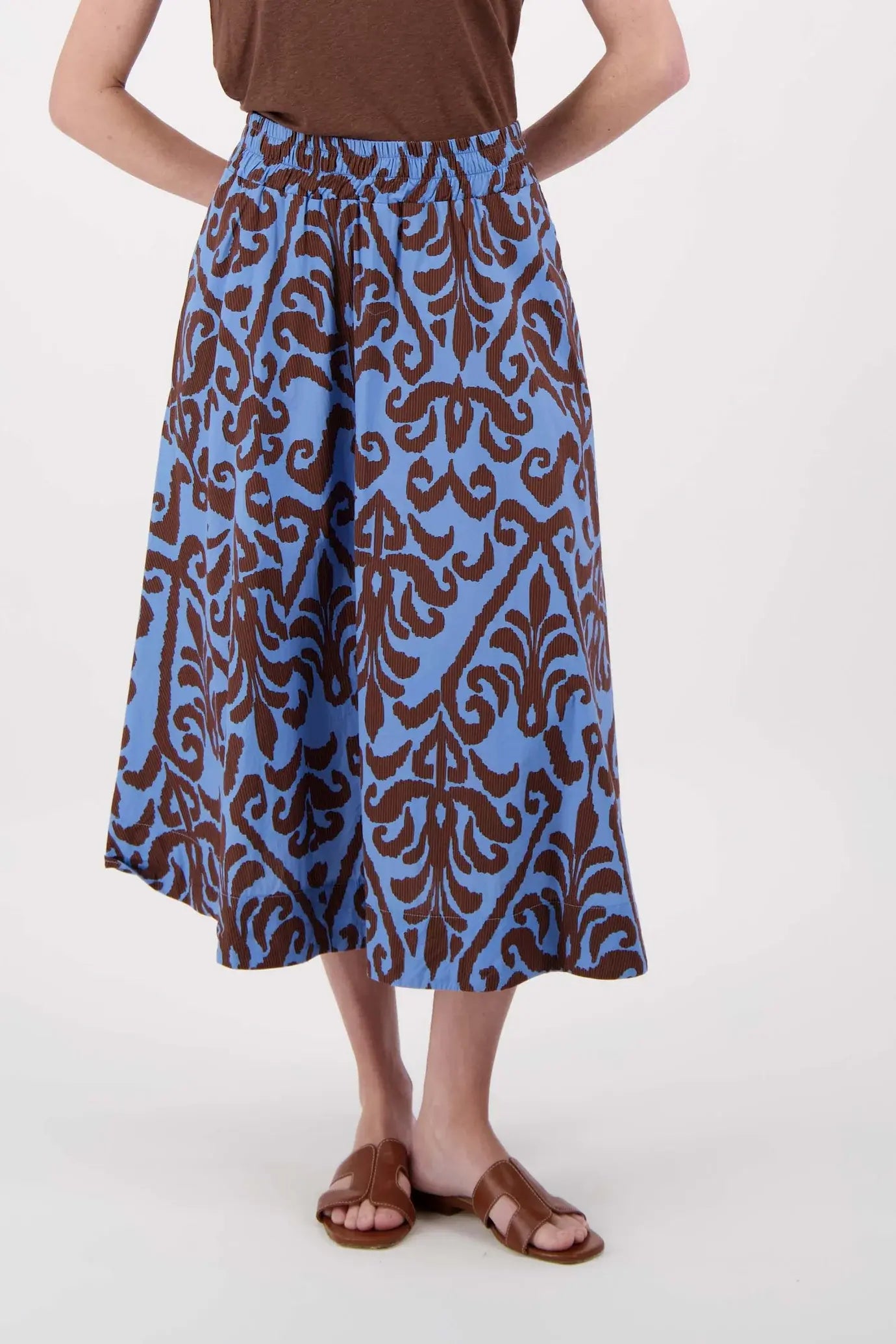 ZUSSS ROK IKAT PRINT BLUE/BROWN