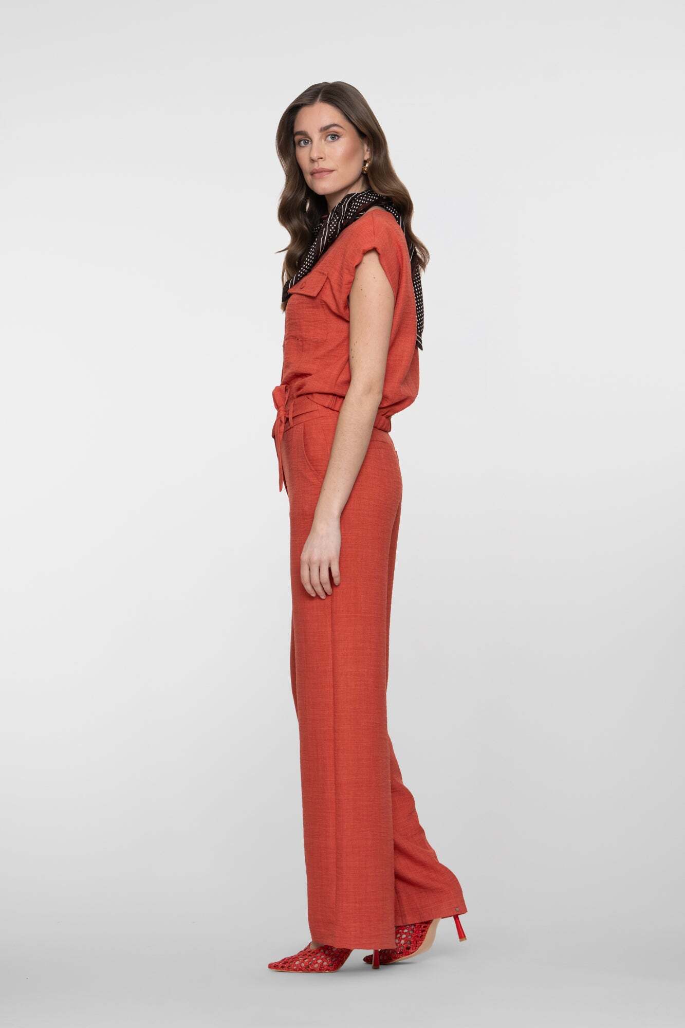 GEISHA BROEK LINNENLOOK BURNED ORANGE