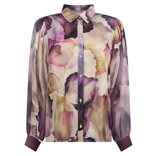 GEISHA BLOUSE ECRU/PURPLE