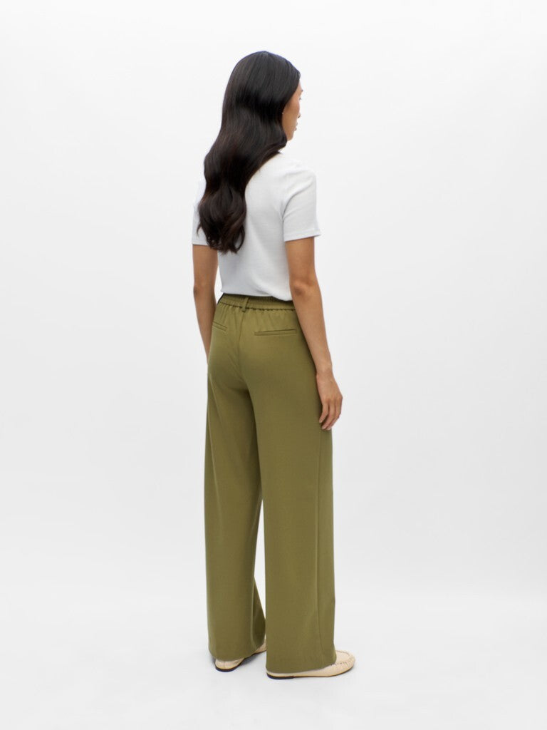 OBJECT BROEK LISA WIDE MARTINI OLIVE