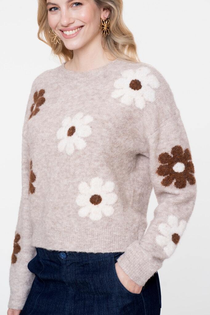 GEISHA TRUI FLOWERS SAND/BROWN