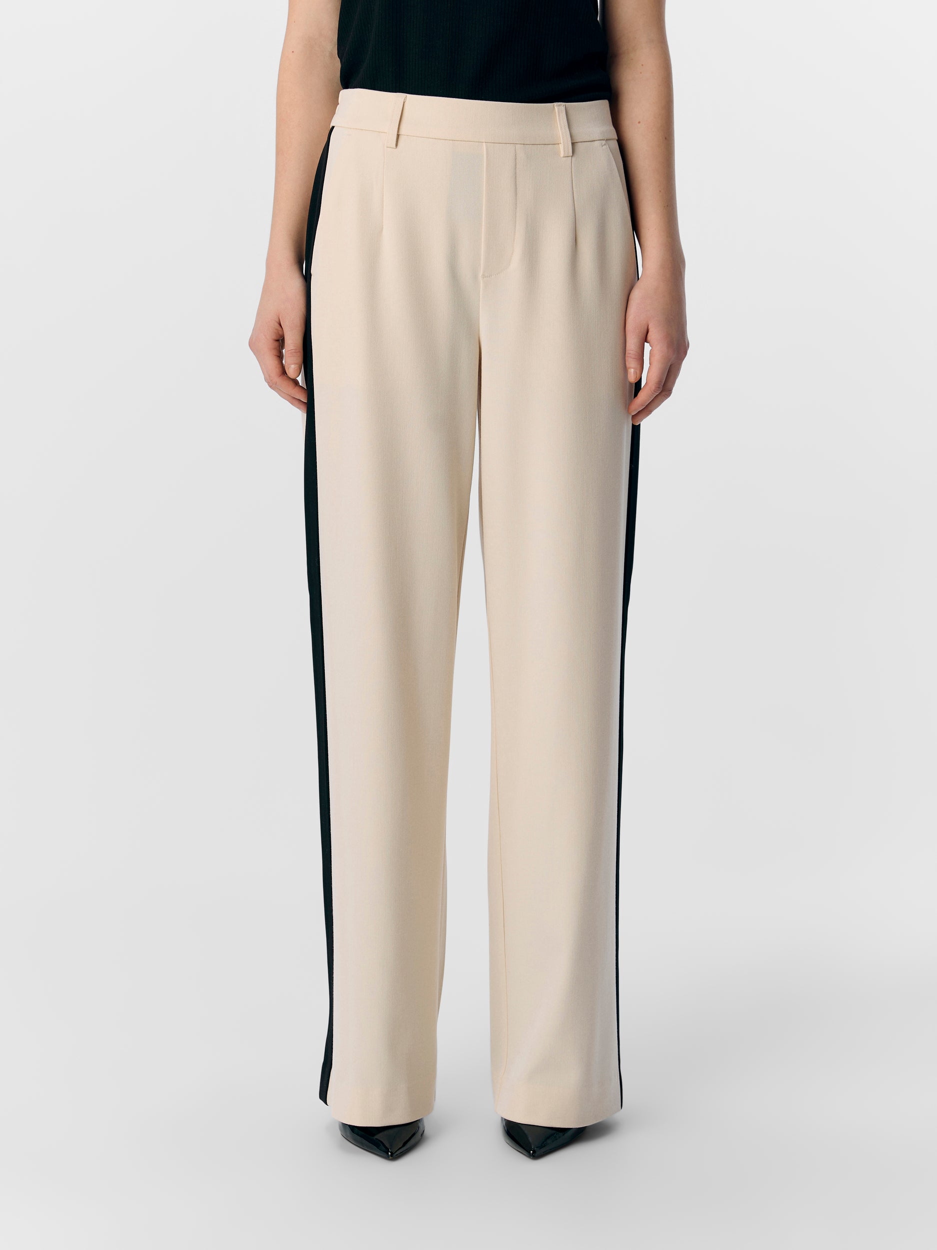 OBJECT BROEK LISA WIDE SANDSHELL/BLACK