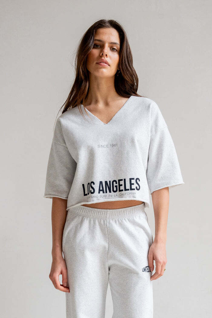 PENN&INK SWEATER LOS ANGELES GREY MELANGE/NAVY