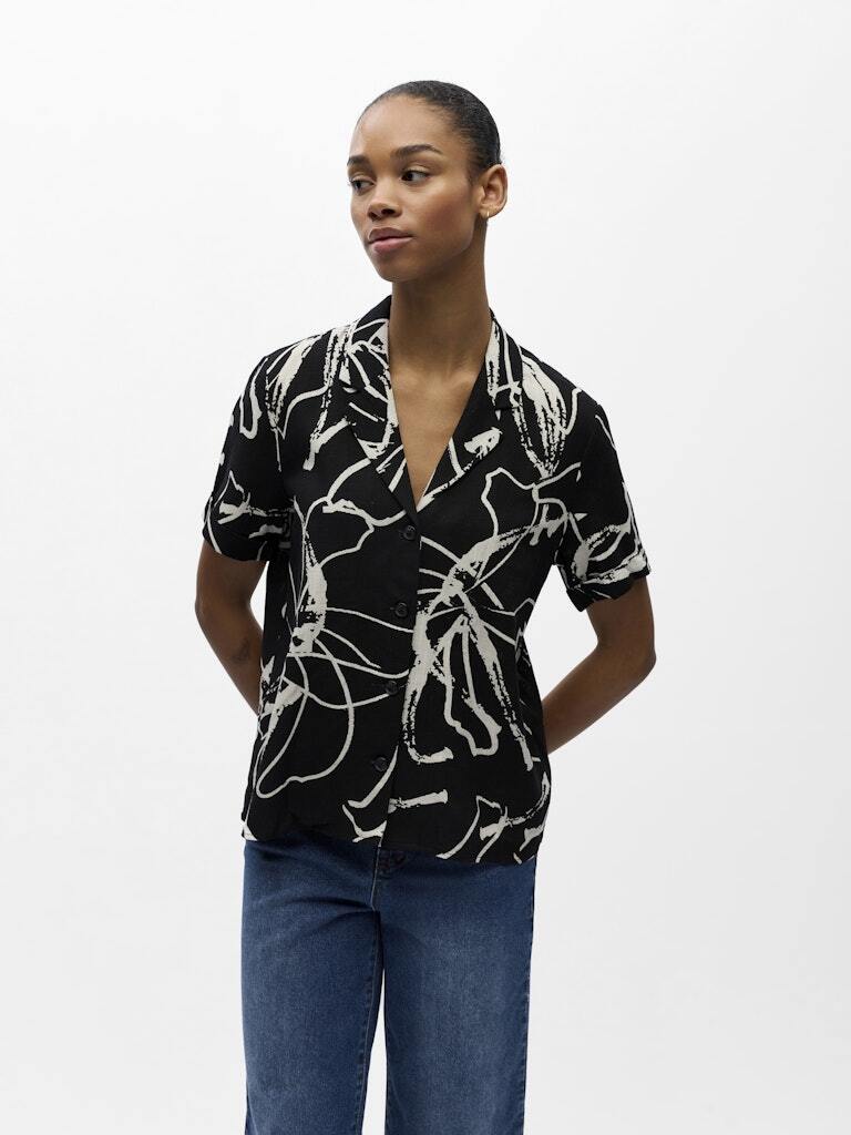 OBJECT TOP SANNE BLACK/SANDSHELL ABSTRACT