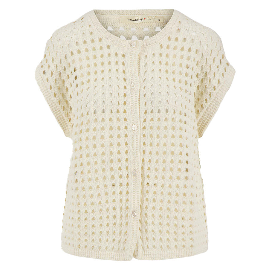 ZUSSS VESTJE AJOUR MOUWLOOS OFF-WHITE