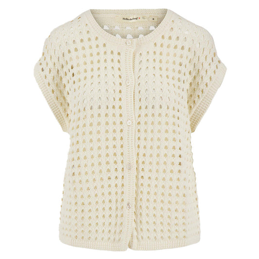 ZUSSS VESTJE AJOUR MOUWLOOS OFF-WHITE