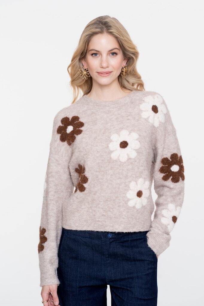 GEISHA TRUI FLOWERS SAND/BROWN