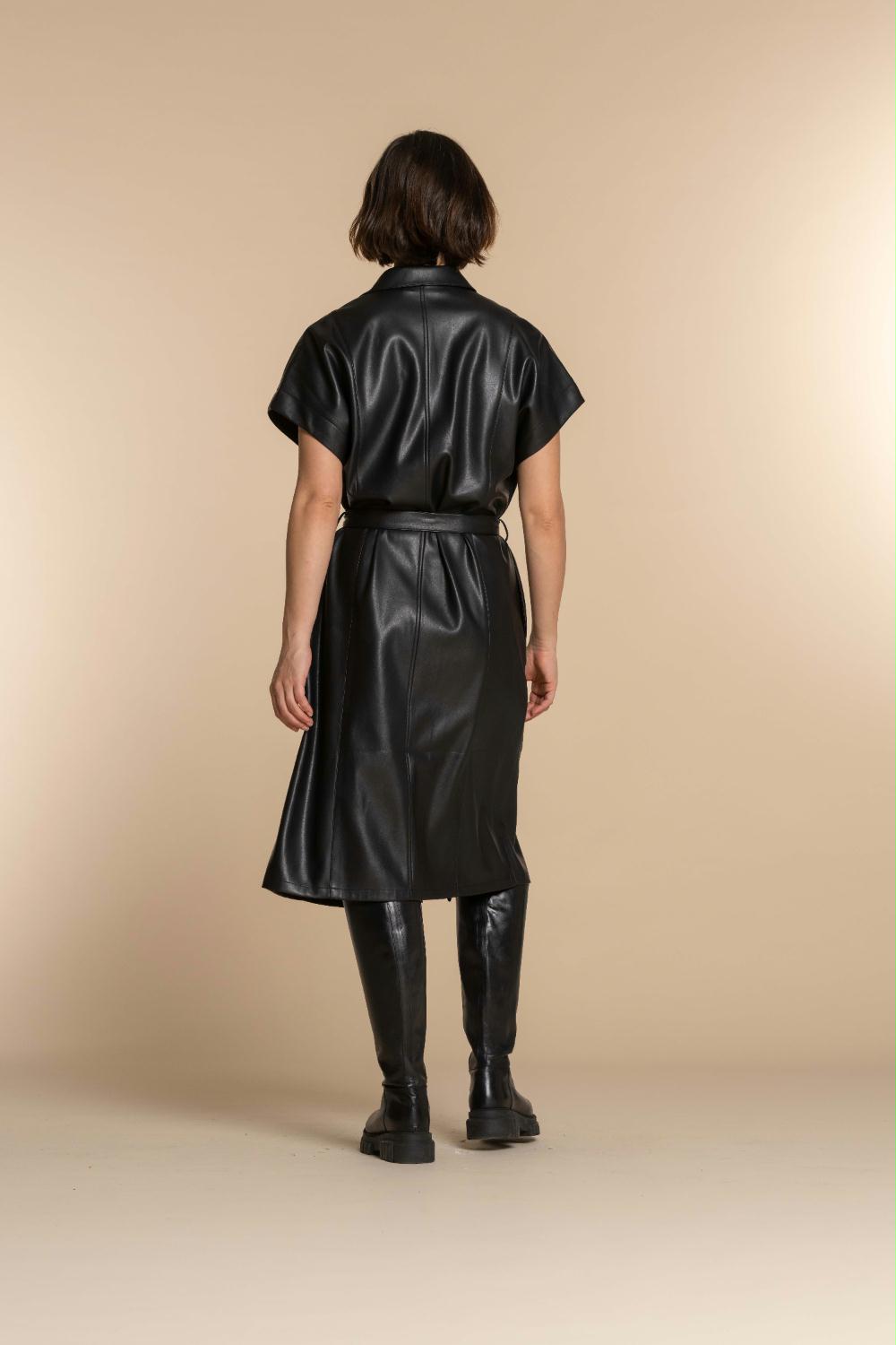 GEISHA JURK PU LEER ZWART