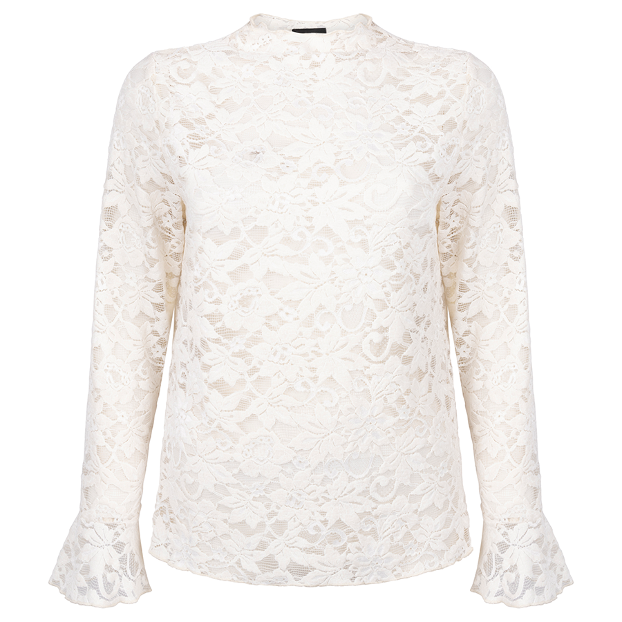 TRAMONTANA TOP VELVET STRETCH LACE SNOW