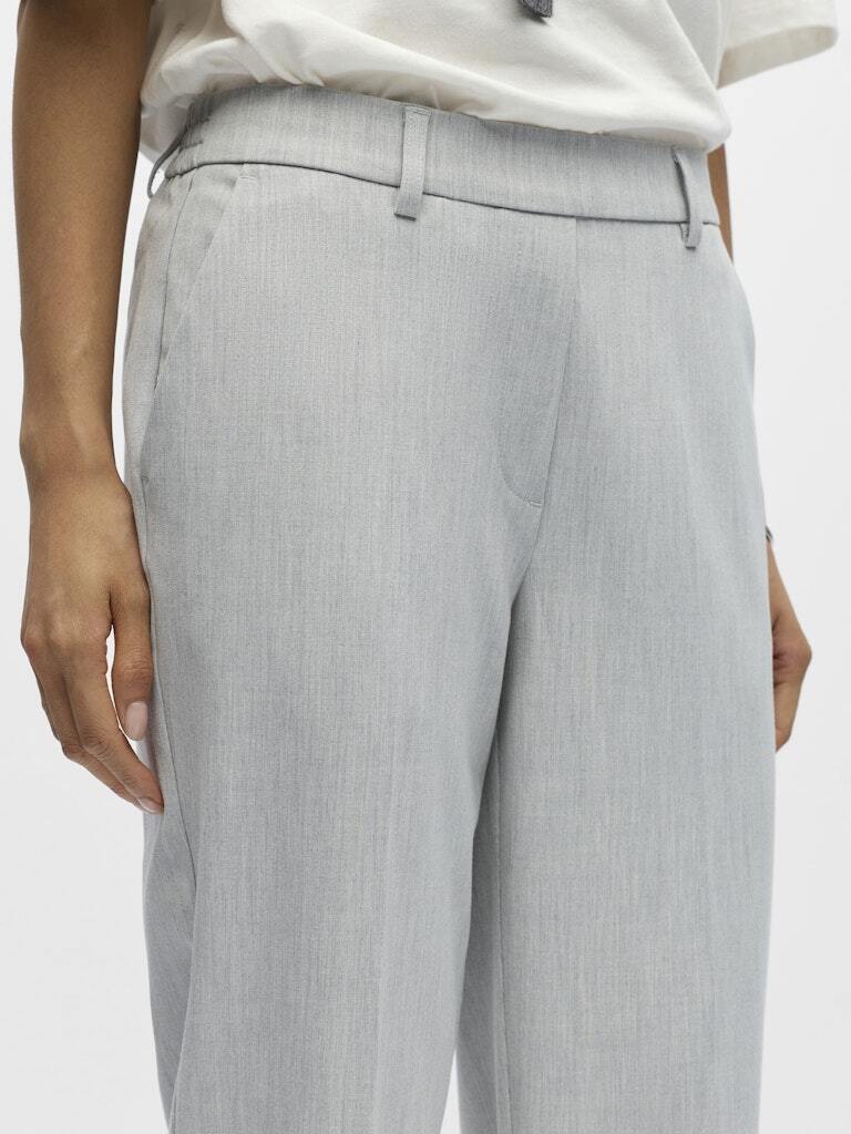 OBJECT BROEK LISA STRAIGHT LIGHT GREY MELANGE