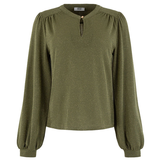 ANNA BLOUSE LUREX OLIVE GREEN