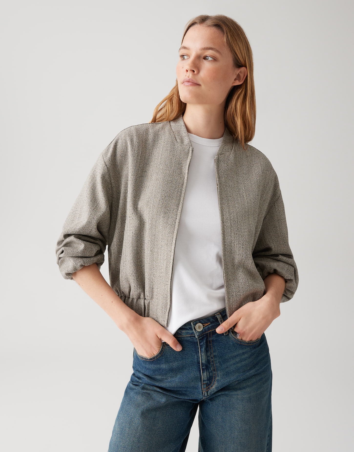 OPUS BLAZER JALEA HERRINGBONE MACADAMIA