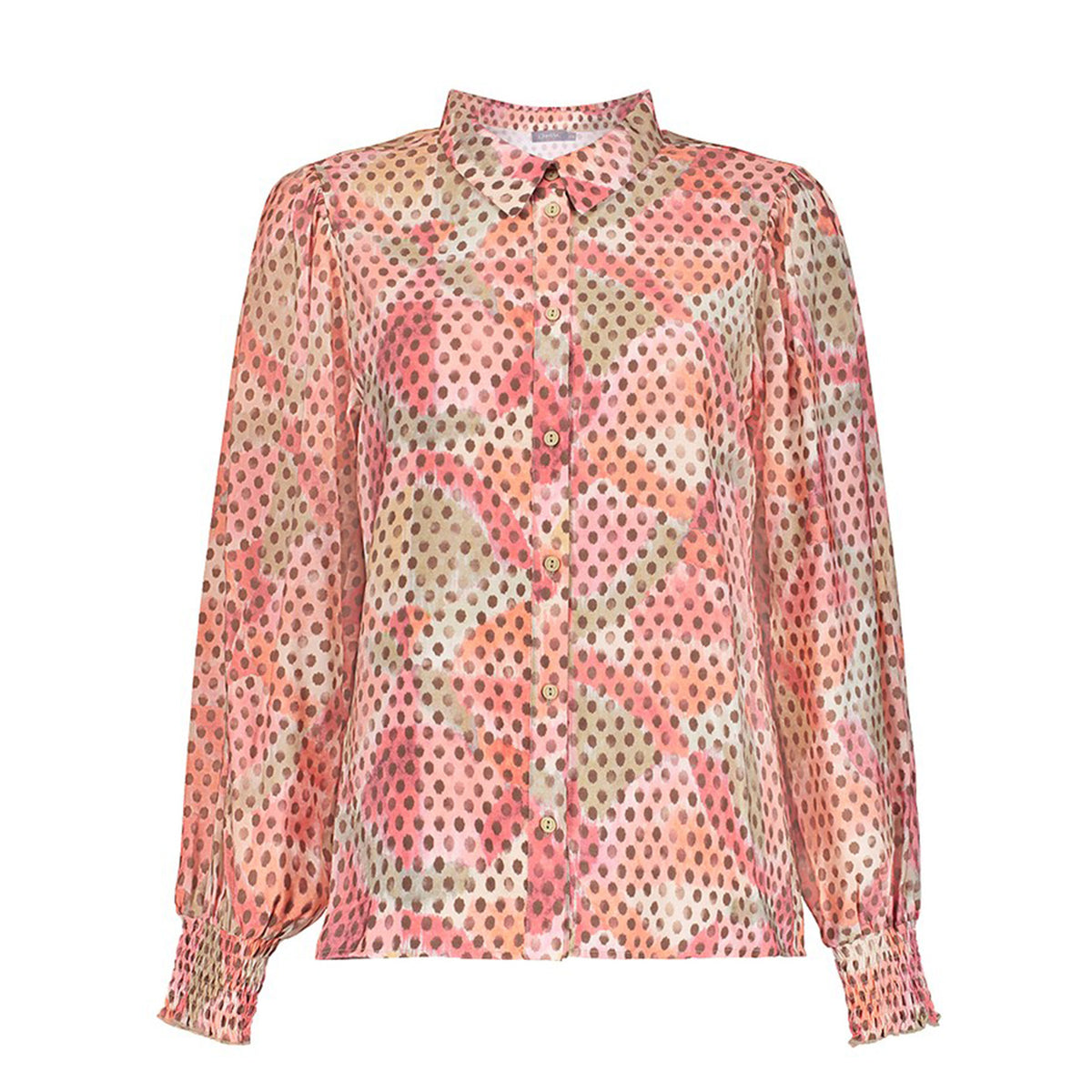 GEISHA GEISHA BLOUSE CORAL/MOSS GREEN