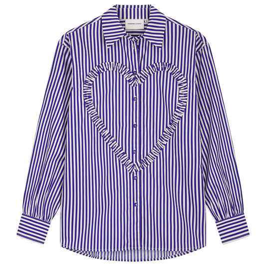 FABIENNE CHAPOT BLOUSE ALEX HEART COSY WHITE/ROYAL COBALT