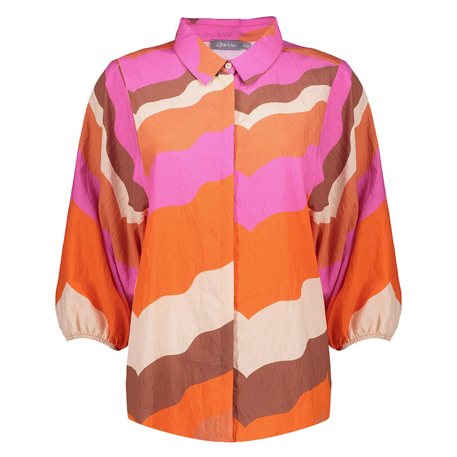 GEISHA BLOUSE WAVE PRINT ECRU