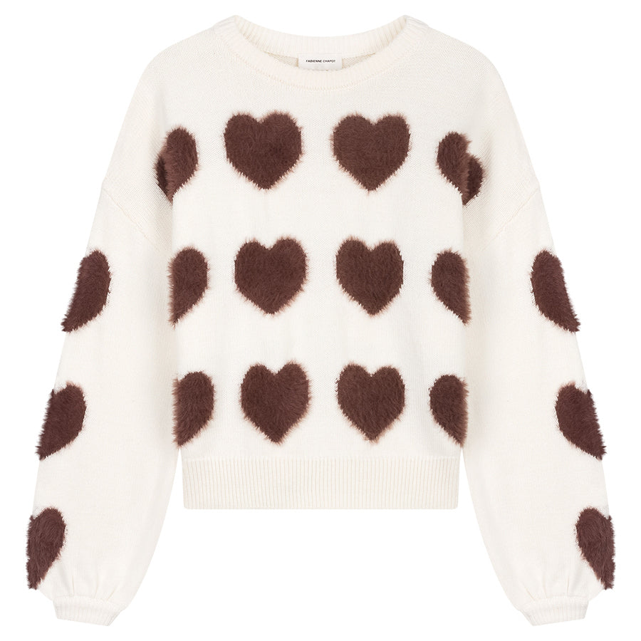 FABIENNE CHAPOT TRUI HEART COSY WHITE/MOCHA BROWN