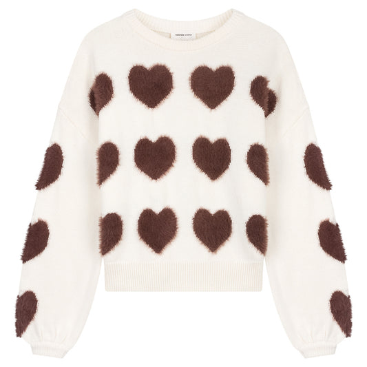 FABIENNE CHAPOT TRUI HEART COSY WHITE/MOCHA BROWN