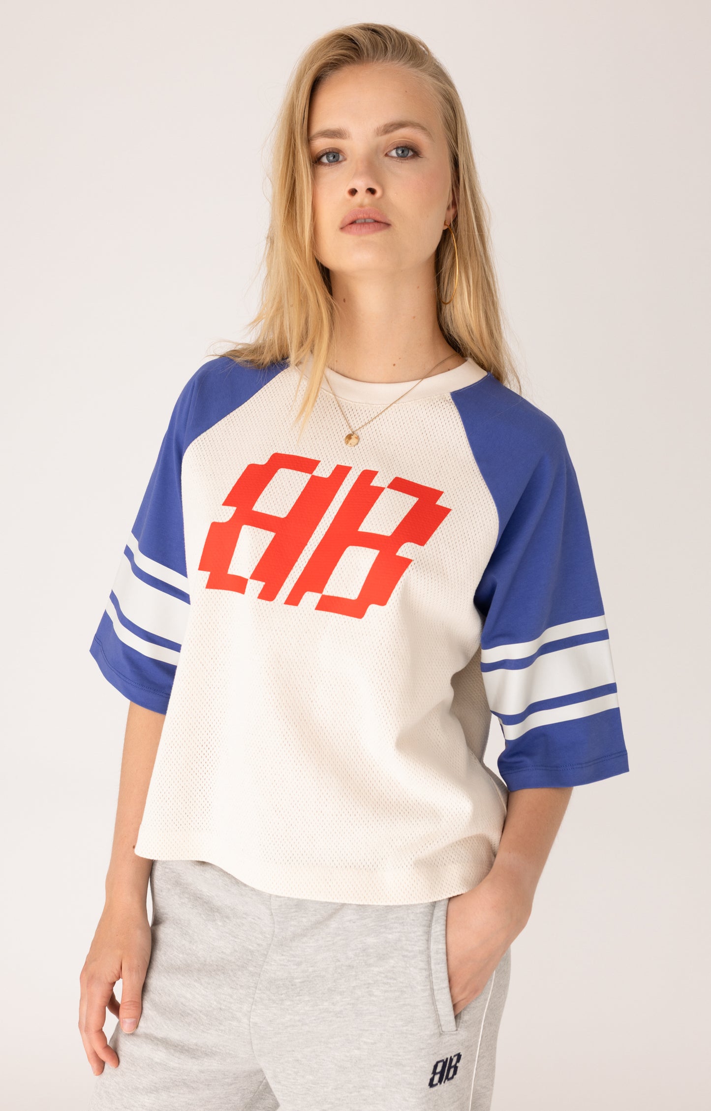 ANNA BLUE T-SHIRT BOXYMESH COBALT DESSIN