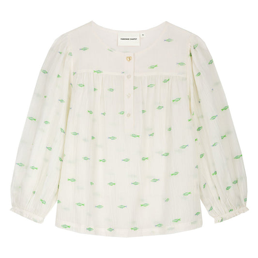 FABIENNE CHAPOT TOP BINDI OFF-WHITE/GREEN