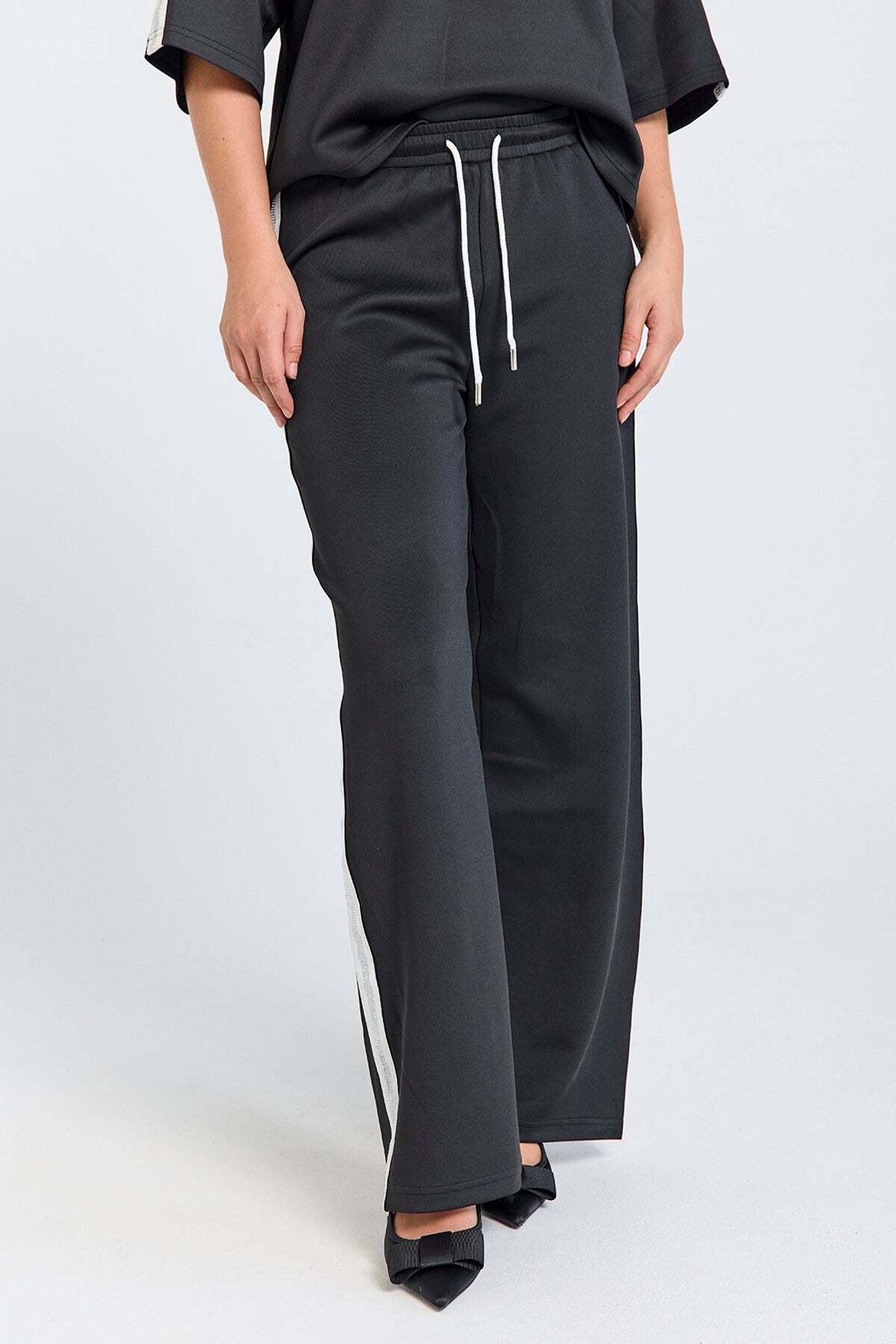 FREEQUENT BROEK MALACY BLACK/STAR OFF-WHITE