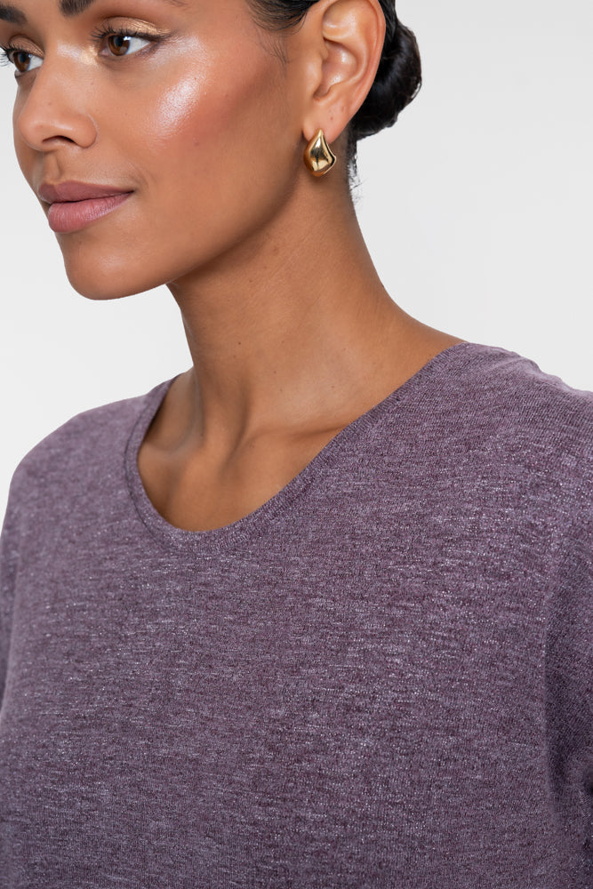 GEISHA T-SHIRT MET GLITTERS AUBERGINE