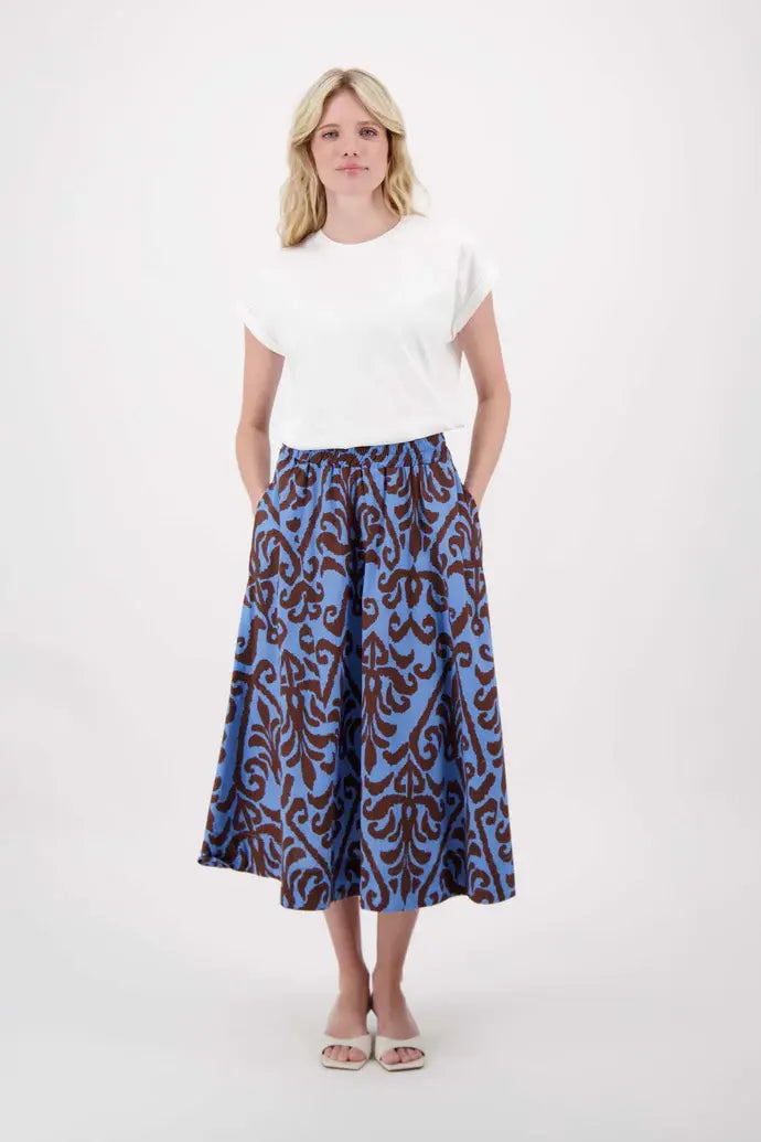 ZUSSS ROK IKAT PRINT BLUE/BROWN