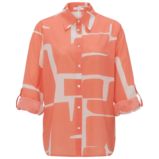 OPUS BLOUSE FUMINE GRAPHIC PEACHY CORAL