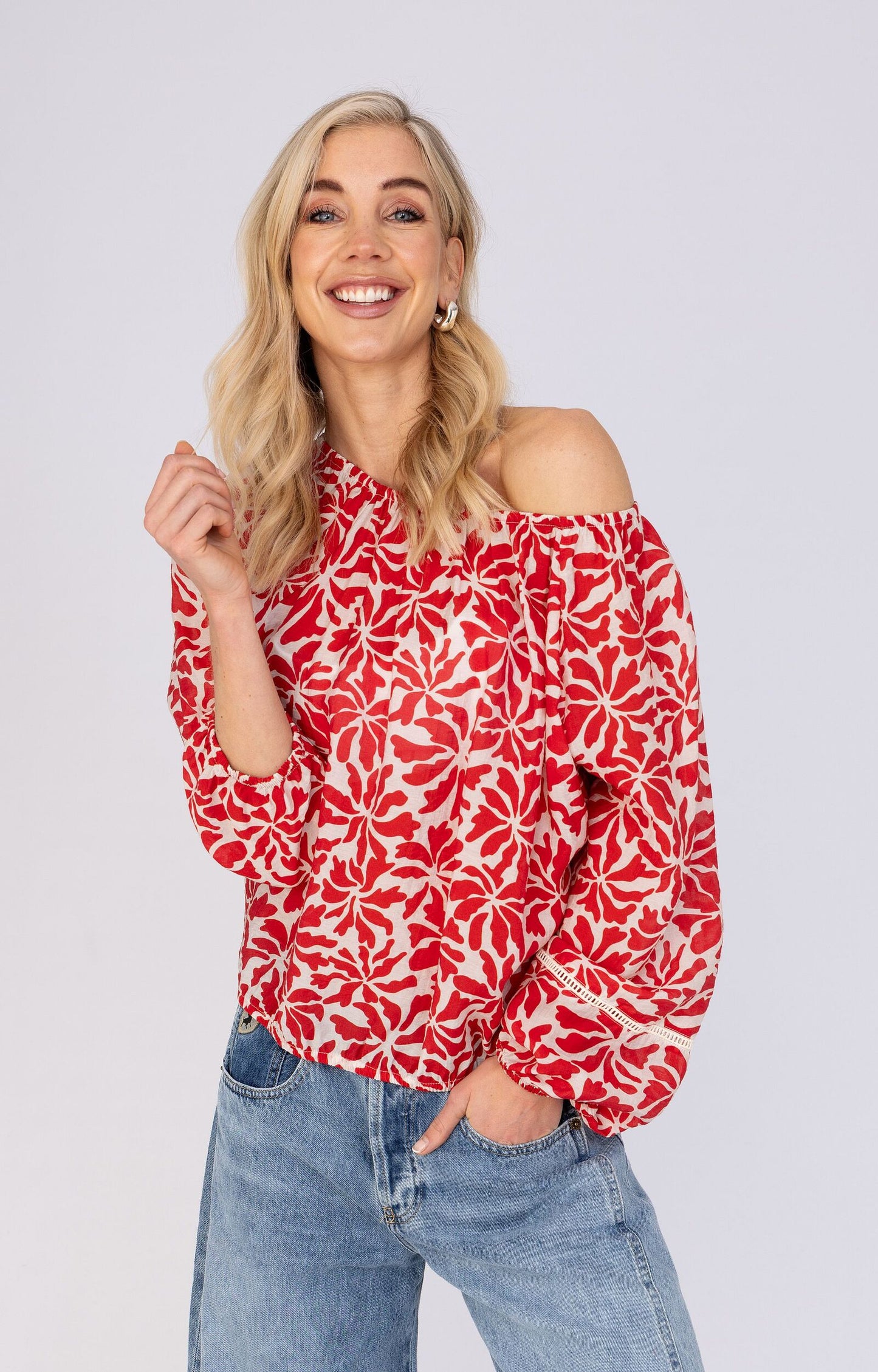 ANNA ANNA BLOUSE BLOEMEN RED DESSIN