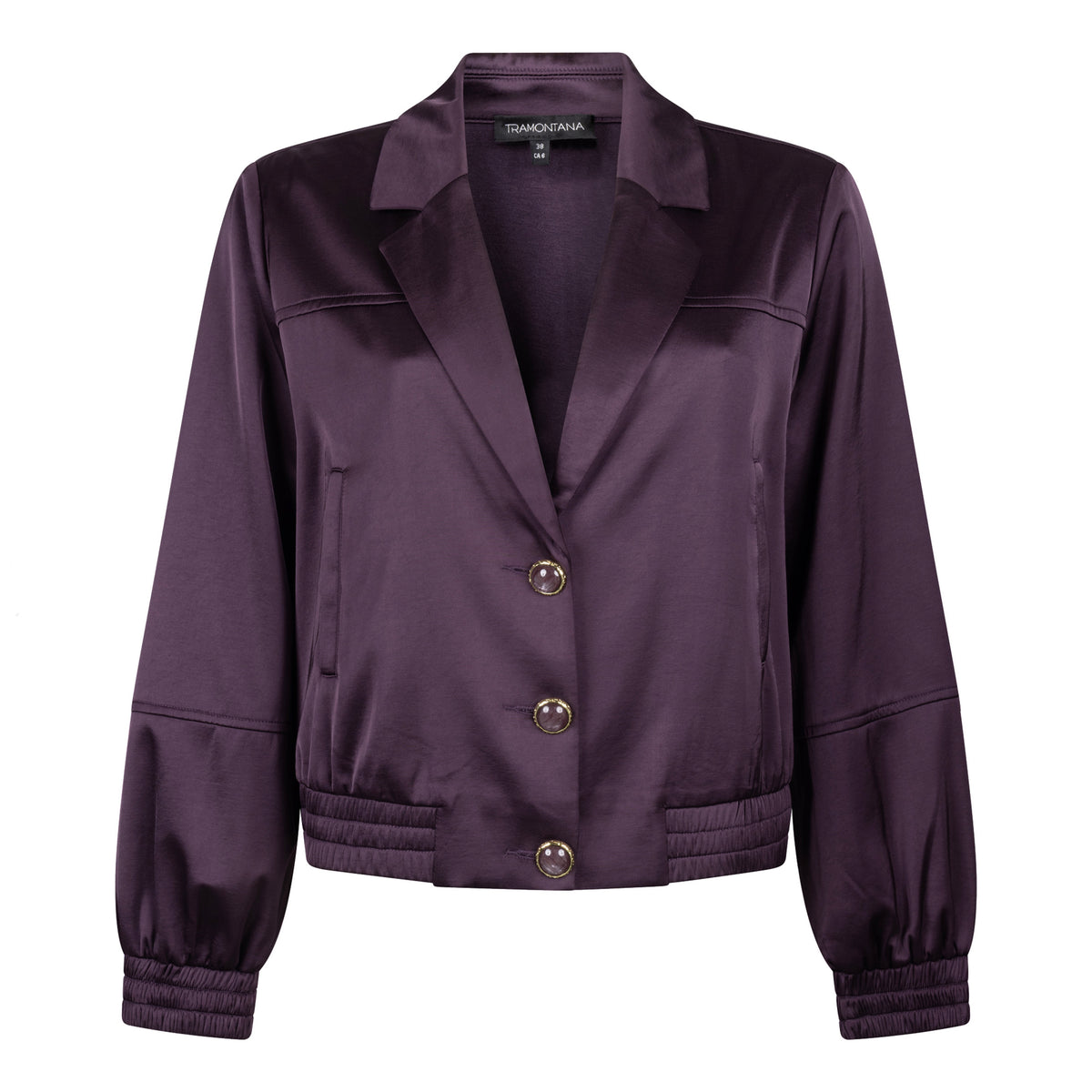 TRAMONTANA JACKET BONDED SATIN AUBERGINE NOIR