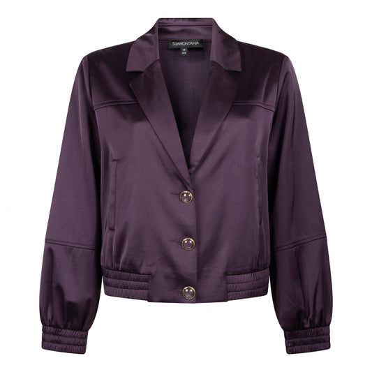 TRAMONTANA JACKET BONDED SATIN AUBERGINE NOIR