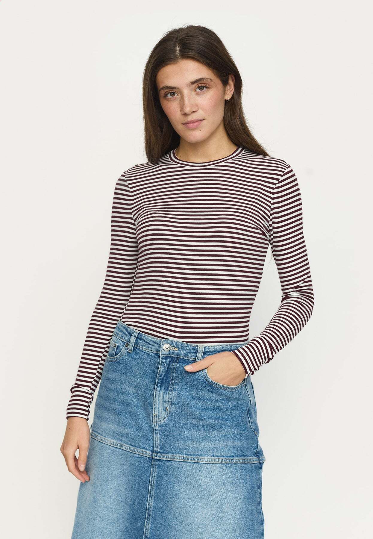 SOFT REBELS LONGSLEEVE FENJA STRIPE VINYARD WINE