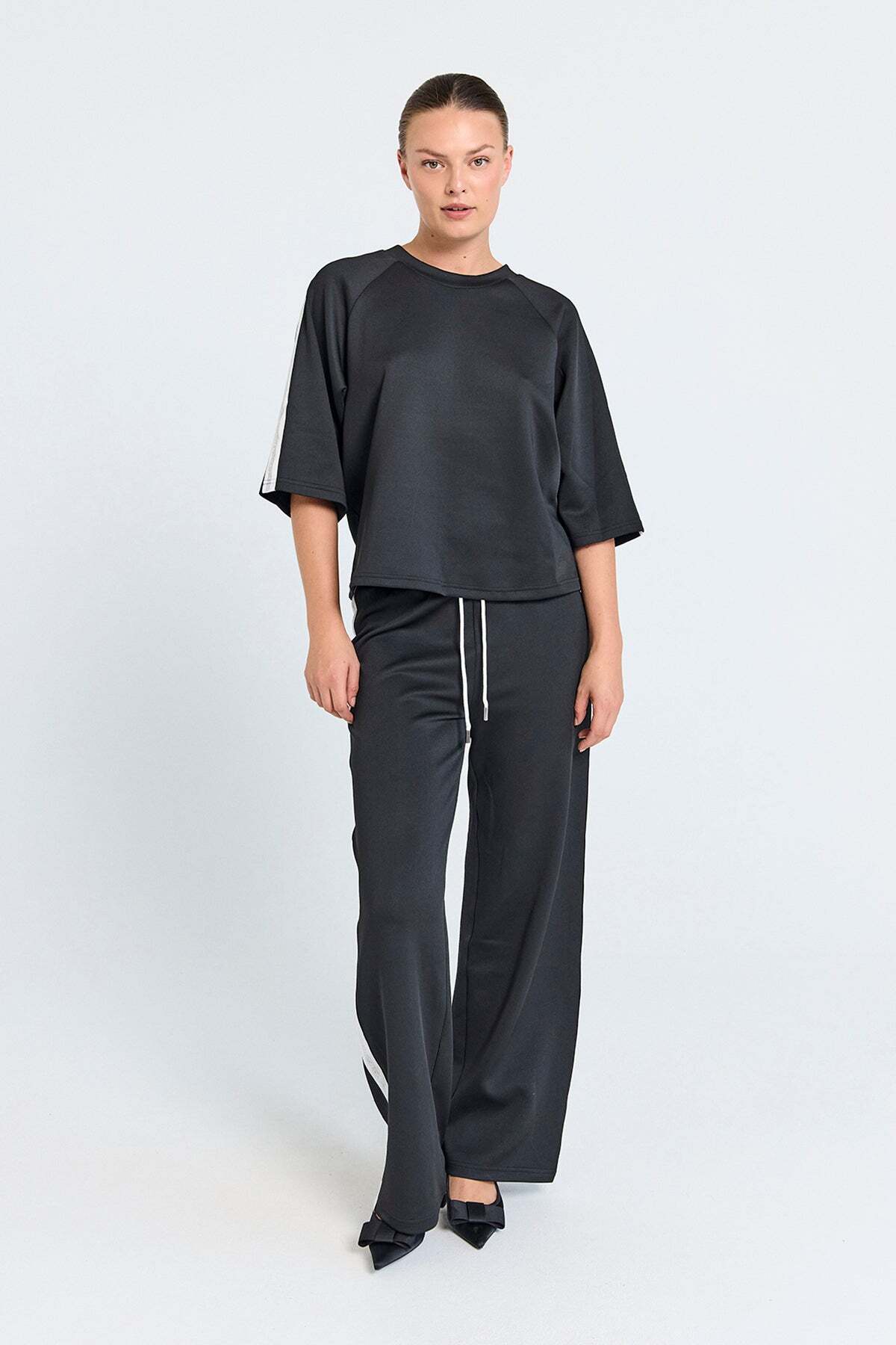 FREEQUENT BROEK MALACY BLACK/STAR OFF-WHITE