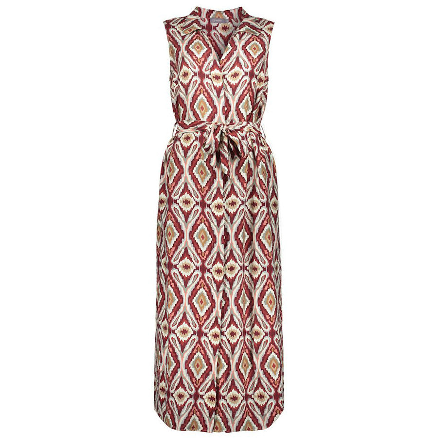 GEISHA JURK PRINT STONE/OFF-WHITE