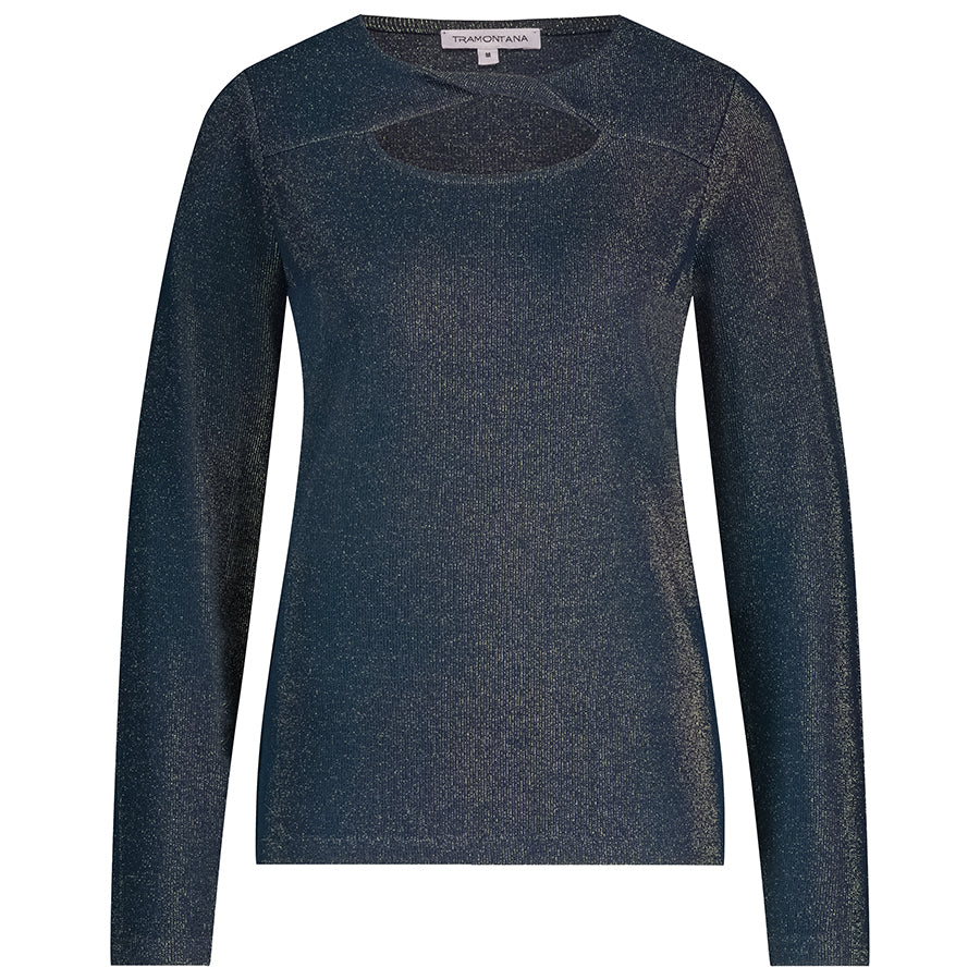 TRAMONTANA TOP LUREX TWISTED NECK DETAIL MIDNIGHT
