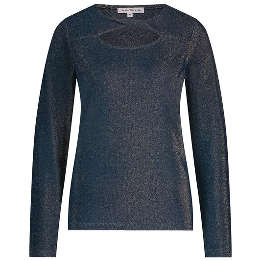 TRAMONTANA TOP LUREX TWISTED NECK DETAIL MIDNIGHT